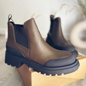 Zara Leather Khaki Brown Ankle Boots